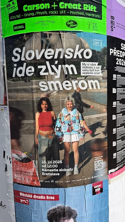 Slovak Political Poster on a Street Billboard