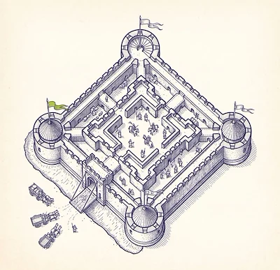 Isometric Medieval Castle Illustration